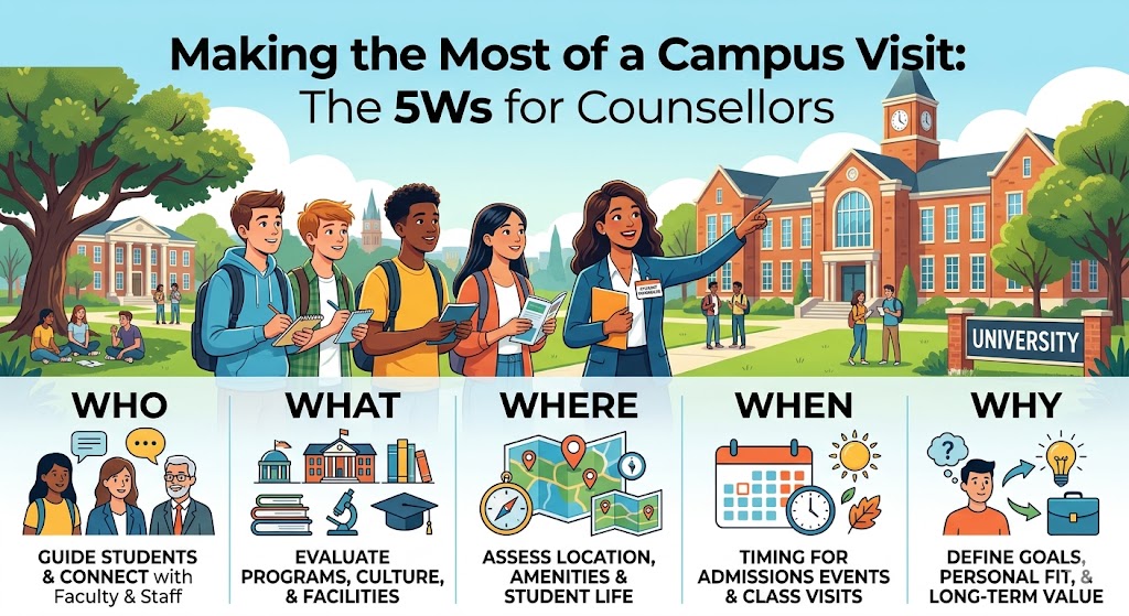 Making the most of a campus visit — the 5Ws for counsellors